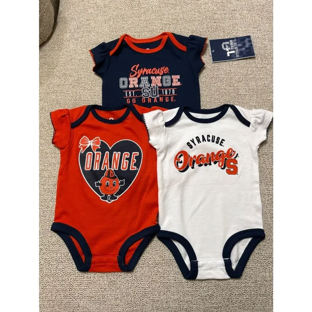 NWT Syracuse Orange Infant One-Piece Bodysuit Set - Navy, Orange, White Girls